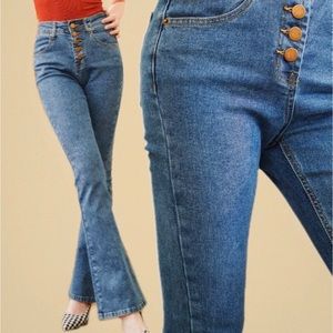 Front button flared jeans .cropped. Sailor’s jeans. Sailor jeans.